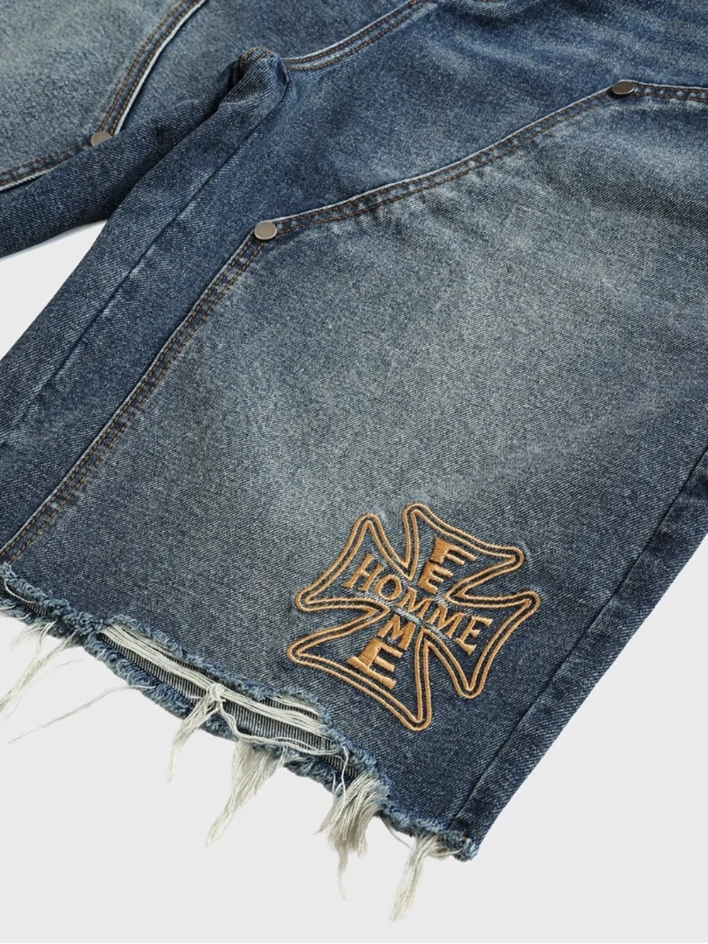HOMME + FEMME Maison Crest Denim Shorts